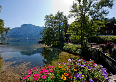 Altausseer See mit Blumen und Bäumen